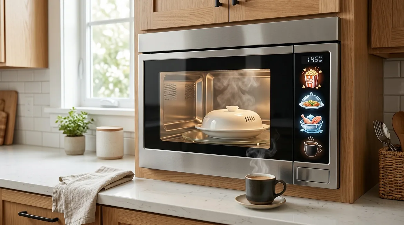 Microwave troubleshooting showing heating, control panel, and turntable checks