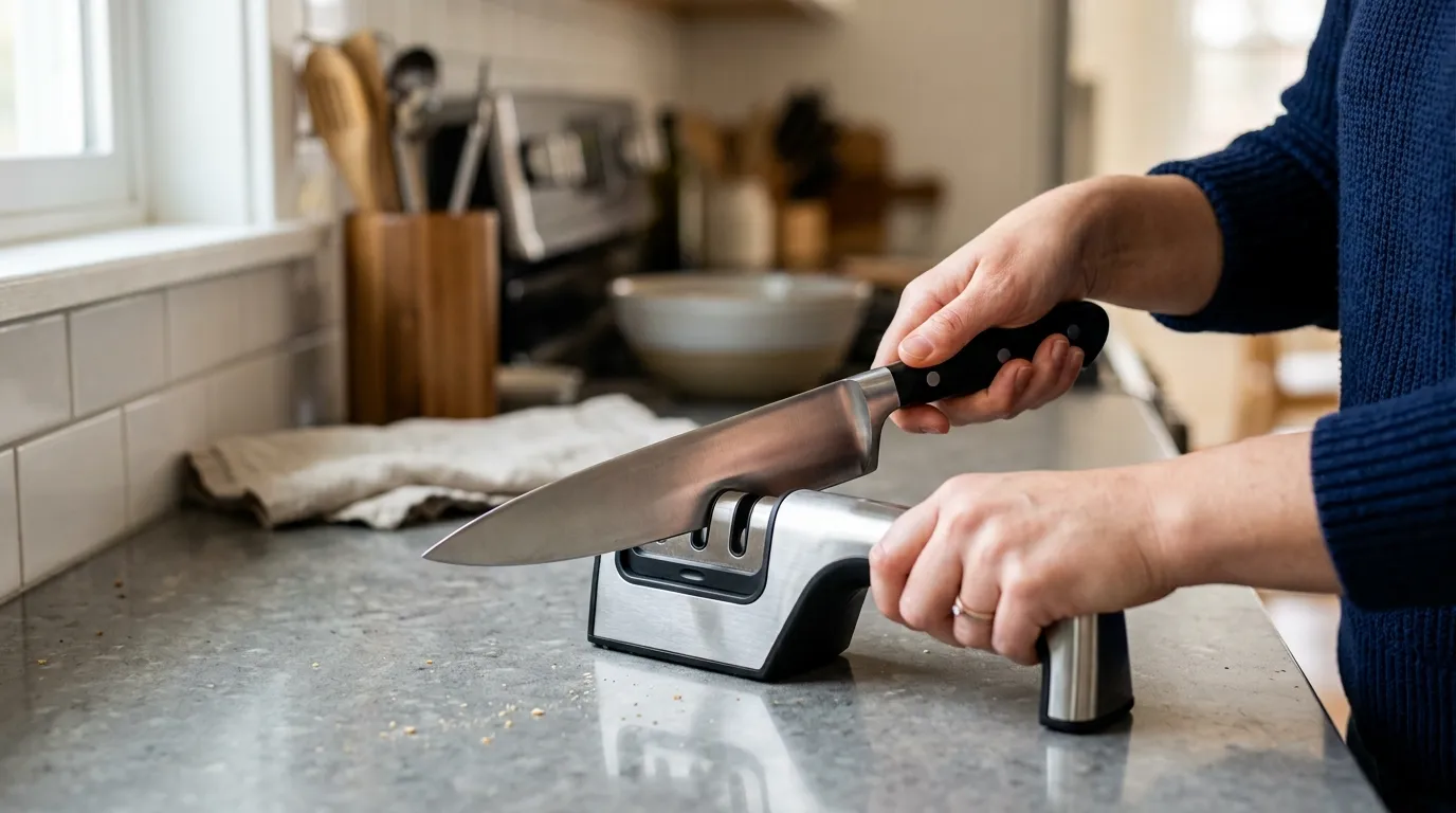 Comparison of pull-through sharpeners, multi-stage systems, and honing steel with angle guides