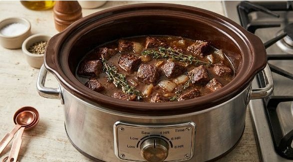 how long to cook beef tips in crock pot​ 