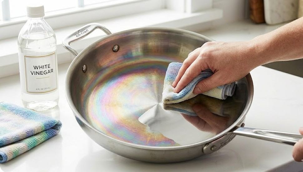 how to clean burnt all clad frying pan​ 
