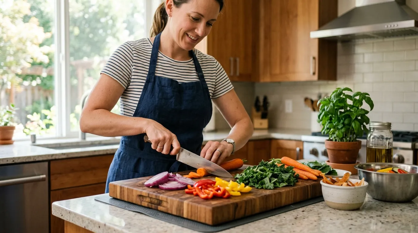 Separate cutting boards and kitchen tools for raw meat, fish, produce, and bread to reduce cross-contamination