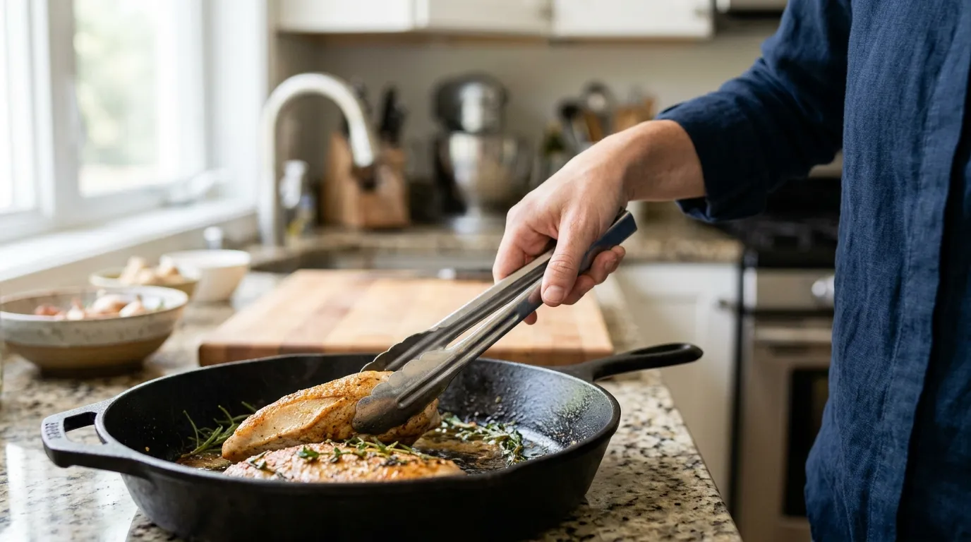 Different kitchen tongs for grilling, nonstick cookware, plating, salads, and everyday cooking