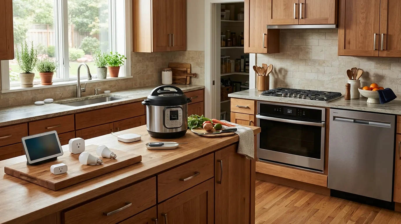 Smart kitchen upgrade staged from basic sensors and lighting to connected cooking appliances and major upgrades