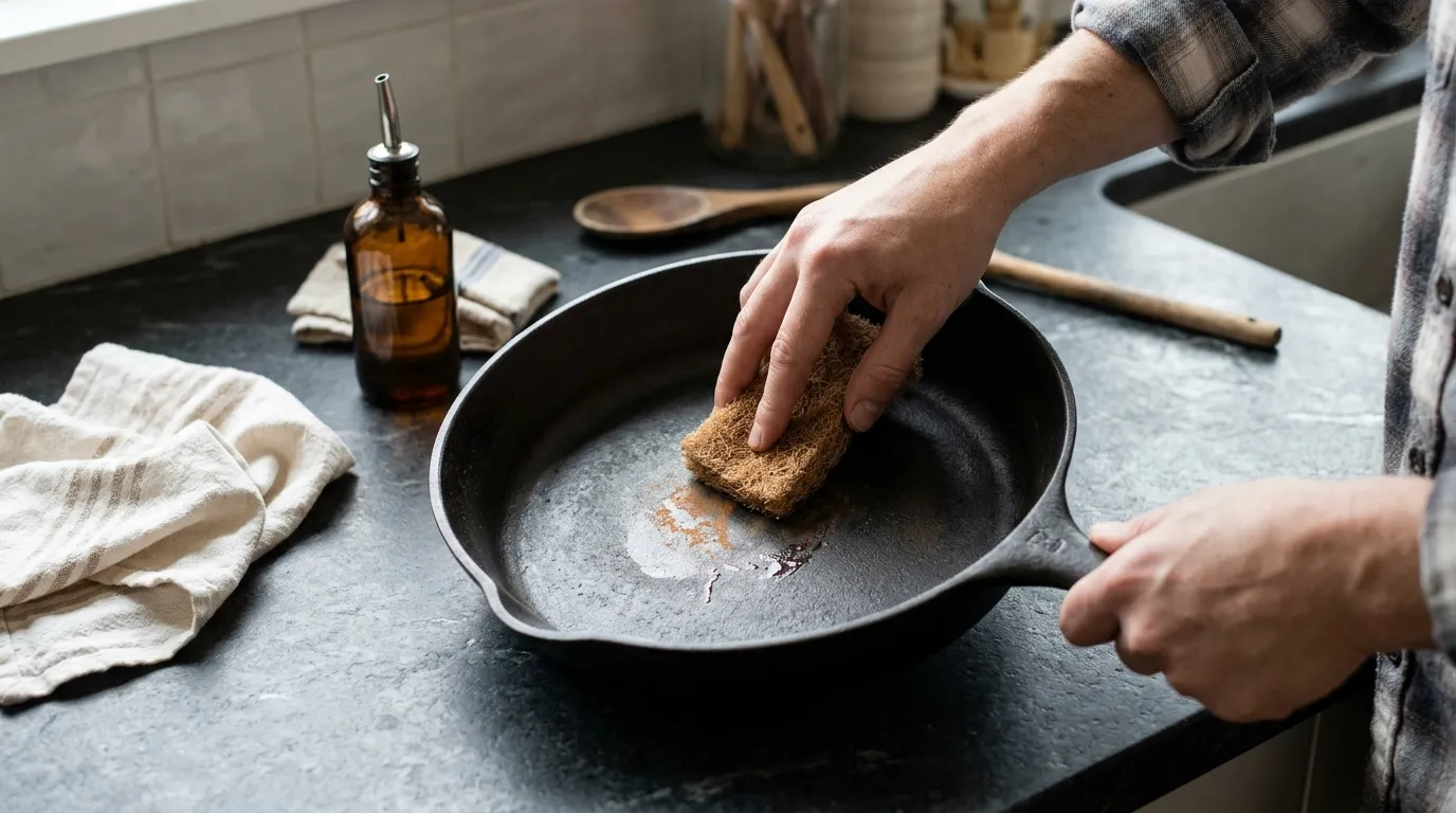 Cookware maintenance checklist organized around daily cleaning, weekly hardware inspections, and monthly surface checks